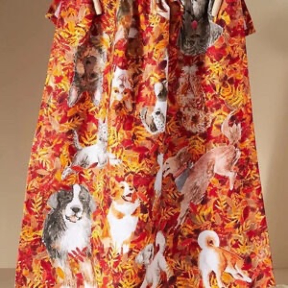 Anthropologie Dog In Leaved fall Kitchen Towel